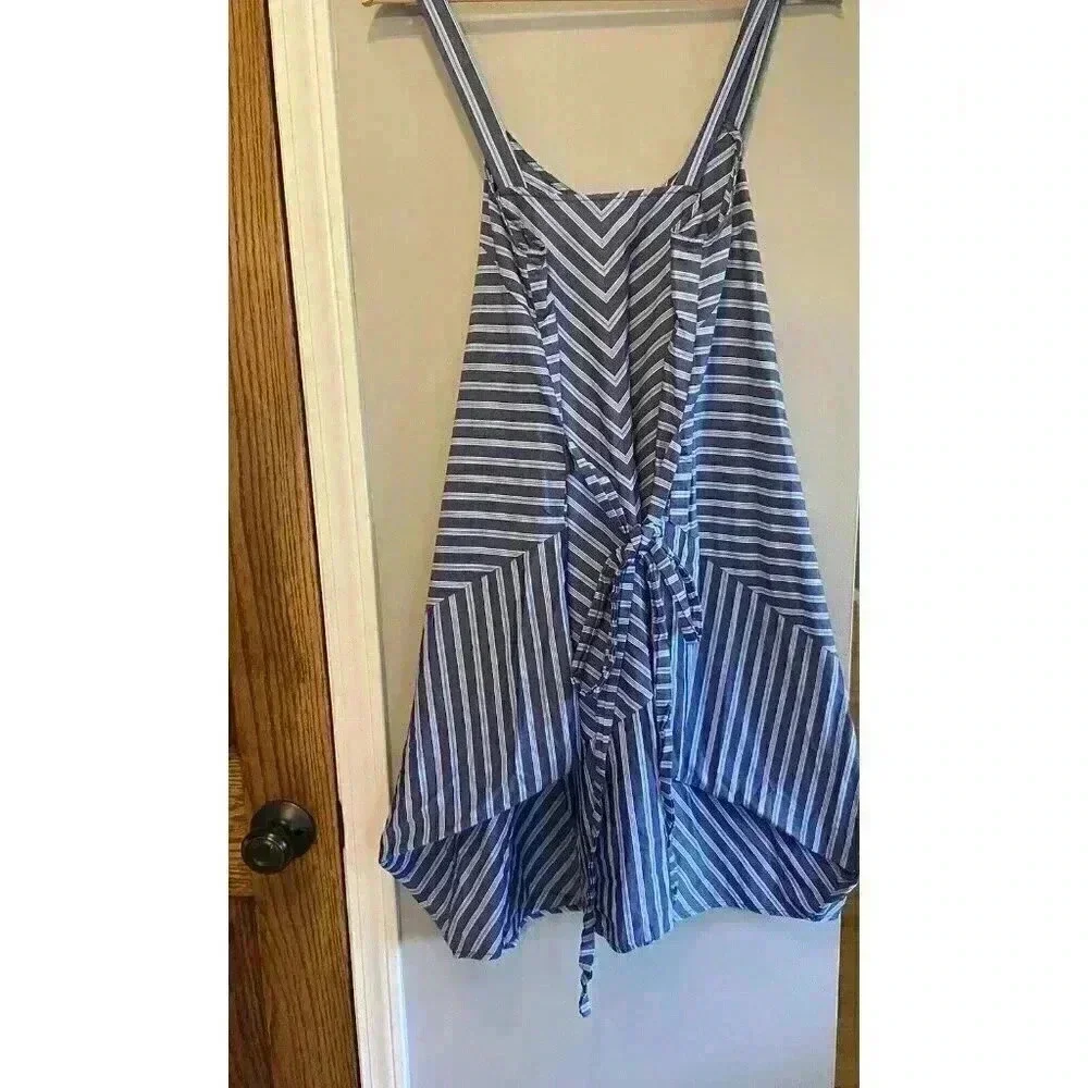 Holding Horses‎ Anthropologie Blue Stripe Handkerchief Dress Size XS/S Tie Back - Picture 7 of 8